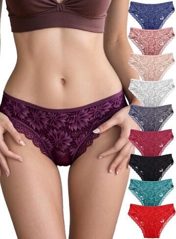 Seamless Underwear for Women Sexy No Show Bikini Panties Lace Ladies Soft Breathable Cotton Bikini for Ladies 12 Pack in Saudi Arabia