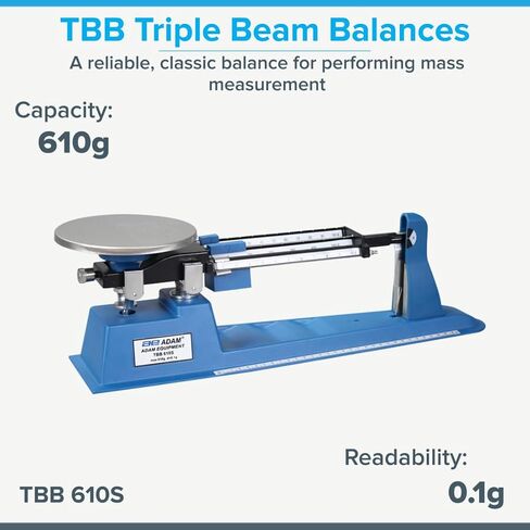 Adam Equipment TBB 610S ميزان ميكانيكي ثلاثي الشعاع، سعة 610 جرام، إمكانية قراءة 0.1 جرام in Saudi Arabia
