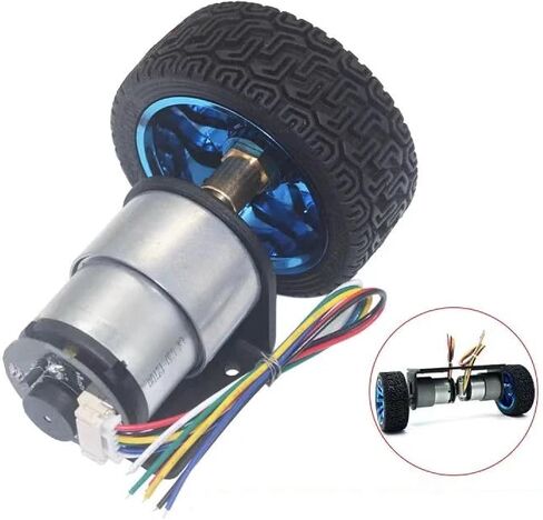 JGB37-520 DC Motor with Hall Encoder, Smart Car Wheel Kit, 12V-24V, 6-1590 RPM, Forward and Reverse Speed Control (200RPM 12V) in Saudi Arabia