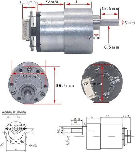 JGB37-520 Hall Hall Encoder محرك DC محرك 6V للأمام وعكس مجموعة السيارات الذكية السرعة القابلة للتعديل مع عجلات 80 دورة في الدقيقة in Saudi Arabia