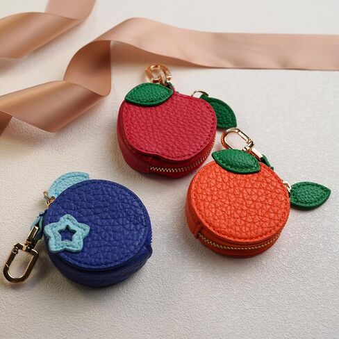 Strawberry Coin Purse Charm PU Leather Mini Wallet Keychain – Cute Fruit Bag Charm for Girls & Women, Small Zipper Pouch for Coins in Saudi Arabia