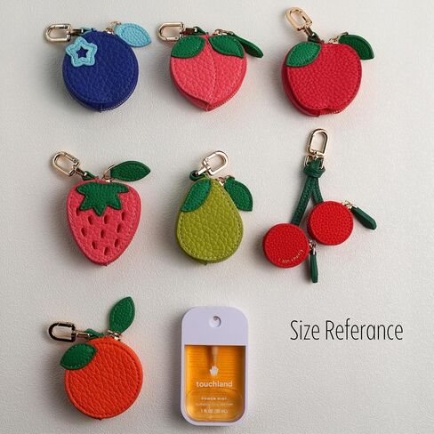 Strawberry Coin Purse Charm PU Leather Mini Wallet Keychain – Cute Fruit Bag Charm for Girls & Women, Small Zipper Pouch for Coins in Saudi Arabia