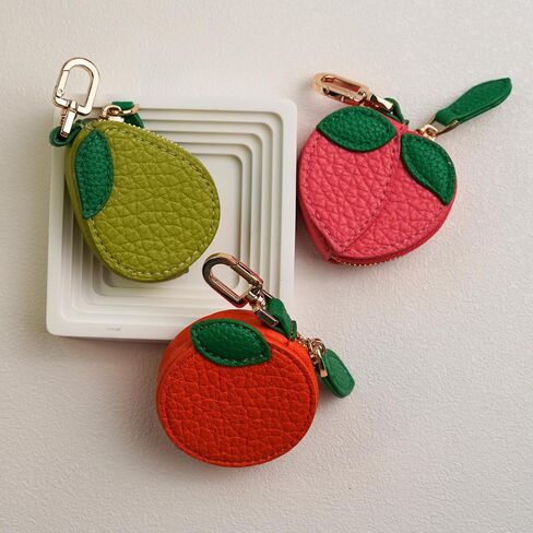 Strawberry Coin Purse Charm PU Leather Mini Wallet Keychain – Cute Fruit Bag Charm for Girls & Women, Small Zipper Pouch for Coins in Saudi Arabia