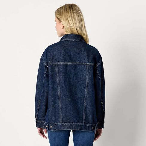 Amazon Essentials Women's Rigid Denim Oversized-Fit Trucker Jacket in Saudi Arabia