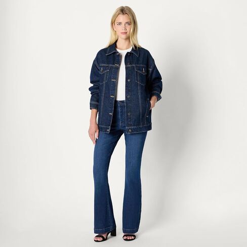 Amazon Essentials Women's Rigid Denim Oversized-Fit Trucker Jacket in Saudi Arabia