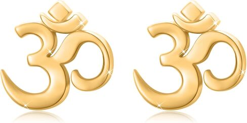 Aum Om Ohm Stud Earrings for women teen Sterling Silver Spiritual Yoga Om Symbol Earrings in Kuwait