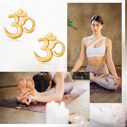 Aum Om Ohm Stud Earrings for women teen Sterling Silver Spiritual Yoga Om Symbol Earrings in Kuwait
