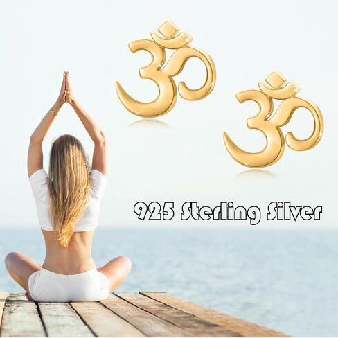 Aum Om Ohm Stud Earrings for women teen Sterling Silver Spiritual Yoga Om Symbol Earrings in Kuwait