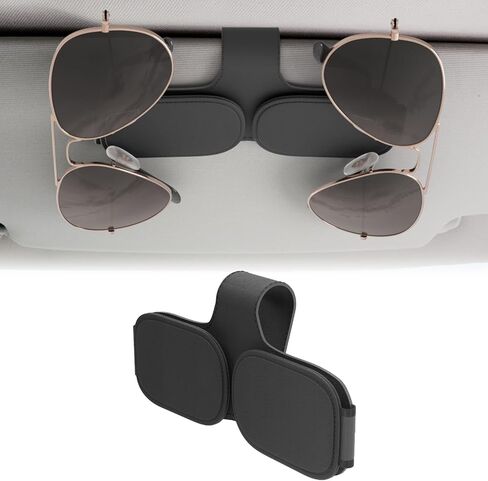 Sunglass Holder for Car Double Clip, Sunglasses Clip for Car Visor, Magnetic Leather for Car Visor, Cars Sun Visor Ticket Card Clip, Car Accessories in Saudi Arabia