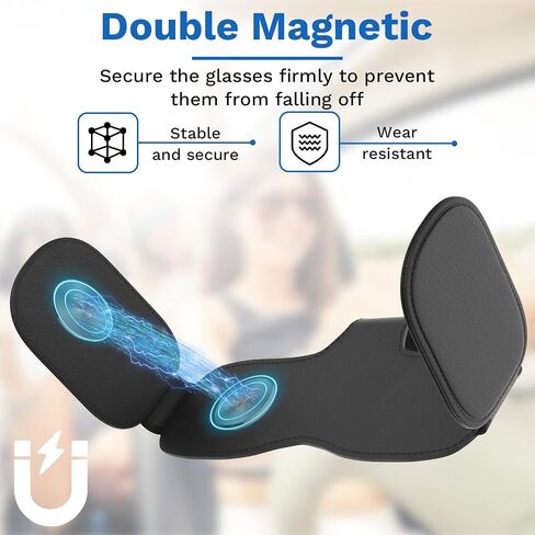 Sunglass Holder for Car Double Clip, Sunglasses Clip for Car Visor, Magnetic Leather for Car Visor, Cars Sun Visor Ticket Card Clip, Car Accessories in Saudi Arabia