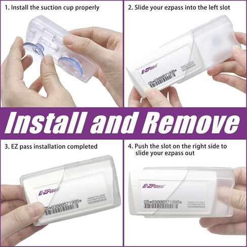 Windshield EZ Pass Holder - Super Strong Suction Cup Mount for EZ Pass, iPass & Toll Pass Transponders (Clear) in Kuwait