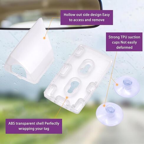 Windshield EZ Pass Holder - Super Strong Suction Cup Mount for EZ Pass, iPass & Toll Pass Transponders (Clear) in Kuwait