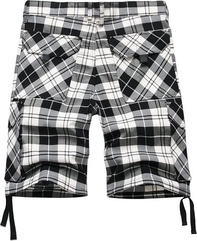 Plaid Shorts Men Classic Regular Fit Plaid Cargo Short Multi-Pocket Outdoor Shorts in Kuwait