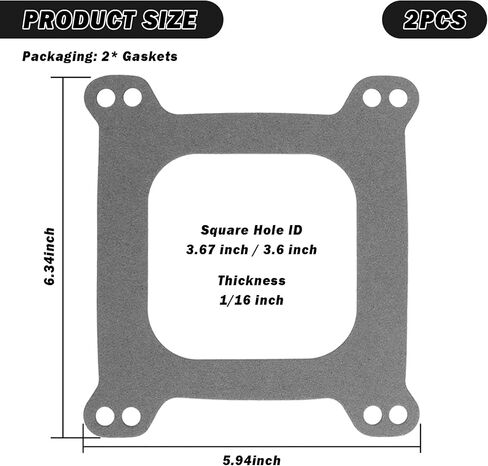 حشية 2PC Carburetor مع 1/16 "سمك ، مجموعة حشية المكربن ​​المفتوحة مربعة لمكربن ​​مربعة 4 أجهزة ، حشوات المكربن ​​المهنية متوافقة مع كارتر ، شيطان in Kuwait