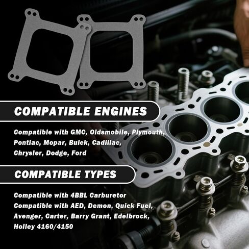 حشية 2PC Carburetor مع 1/16 "سمك ، مجموعة حشية المكربن ​​المفتوحة مربعة لمكربن ​​مربعة 4 أجهزة ، حشوات المكربن ​​المهنية متوافقة مع كارتر ، شيطان in Kuwait