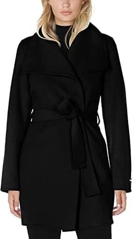 Tahari Ella Women's Wool Blend Double Face Warm Wool Wrap Coat Black Size S in Saudi Arabia