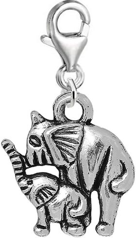 Sexy Sparkles Baby and Mom Family Elephant Clip on Pendant Charm for Bracelet or Necklace in Saudi Arabia