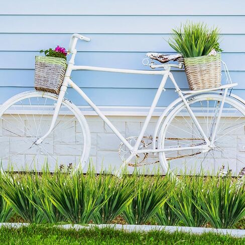 MAQIHAN 10 Artificial Grass Plant Outdoors - Faux Grass Fake Wheat Grass Decor Artificial UV Resistant Outdoor Plants Plastic Grass Outside Weed Plant Artificial Greenery for Porch Decorative in Kuwait