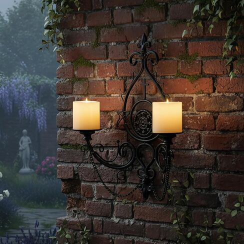 Black Iron Candle Sconces Handcrafted Wrought Gothic Wall Candle Holder,16.5" Tall Medieval Thorn Cross Wall Mounted Candleholder for Castle Theme Home, Halloween, Church Decor in Saudi Arabia