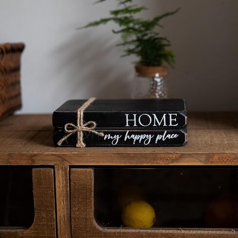GENMOUS Faux Decorative Books Set for Home Decor, Stacked Wood Faux Books with Wood Bead for Living Room Decor, White Decorative Books for Shelf Decor, Mantel Decor, Farmhouse Decor （Love） in Saudi Arabia