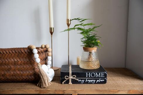 GENMOUS Faux Decorative Books Set for Home Decor, Stacked Wood Faux Books with Wood Bead for Living Room Decor, White Decorative Books for Shelf Decor, Mantel Decor, Farmhouse Decor （Love） in Saudi Arabia