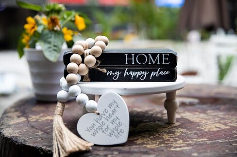 GENMOUS Faux Decorative Books Set for Home Decor, Stacked Wood Faux Books with Wood Bead for Living Room Decor, White Decorative Books for Shelf Decor, Mantel Decor, Farmhouse Decor （Love） in Saudi Arabia