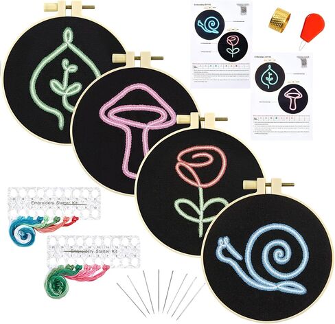 Crafmanoe Christmas Embroidery Kit for Beginners Adults, Christmas Stamped Cross Stitch Kits for Beginner Adults, Winter Hand Embroidery Needlepoint Starter Kit, 3 Set Embroidery Hoop & Video Tutorial in Saudi Arabia