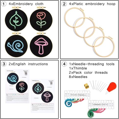 Crafmanoe Christmas Embroidery Kit for Beginners Adults, Christmas Stamped Cross Stitch Kits for Beginner Adults, Winter Hand Embroidery Needlepoint Starter Kit, 3 Set Embroidery Hoop & Video Tutorial in Saudi Arabia
