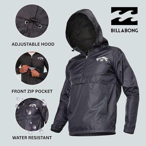 Billabong Big and Tall Rain Jacket - Hoodie Anorak Windbreaker Jacket for Men, Waterproof Water Resistant Raincoat in Saudi Arabia