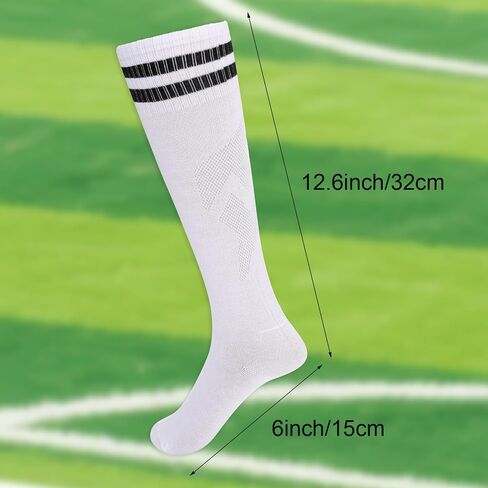 2 Pairs Kids Soccer Socks Youth Striped Knee High Football Baseball Socks for Boys Girls 6-15 Years in Saudi Arabia