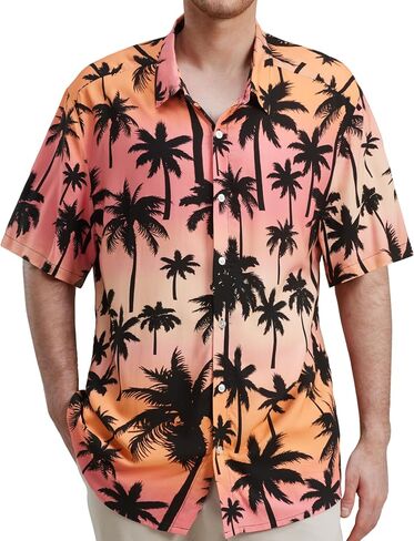Giggling Getup Men's Hawaiian Shirt Casual Short Sleeve Button Down Summer Beach Shirt in Kuwait
