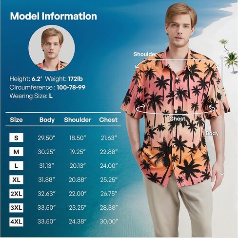 Giggling Getup Men's Hawaiian Shirt Casual Short Sleeve Button Down Summer Beach Shirt in Kuwait