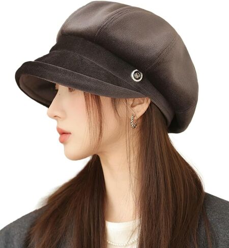 URAWOW British Beret Hats for Women Black White Red Newsboy Cap for Women Short Brim Hat Fashion Accessories in Kuwait
