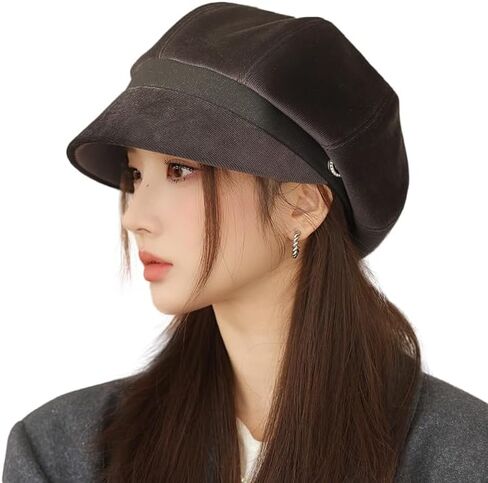 URAWOW British Beret Hats for Women Black White Red Newsboy Cap for Women Short Brim Hat Fashion Accessories in Kuwait