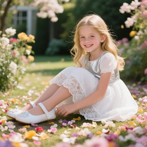 Sparkly Glitter Princess Shoes - Mary Jane Flats for Toddler Girls Fancy Wedding in Kuwait