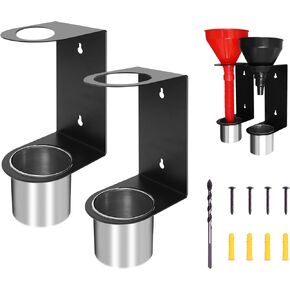 2 Sets Oil Funnel Holder,Wall Mount Funnel Holder Buddy Storage Rack With 2 Removable Collection Cups,Oil Funnels Kit Organizer Bracket For Workshop,Race Trailers,Automotive Garage Shop, Home in Saudi Arabia