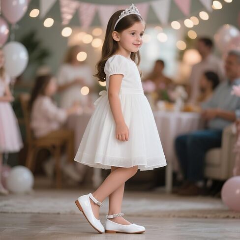 Sparkly Glitter Princess Shoes - Mary Jane Flats for Toddler Girls Fancy Wedding in Kuwait