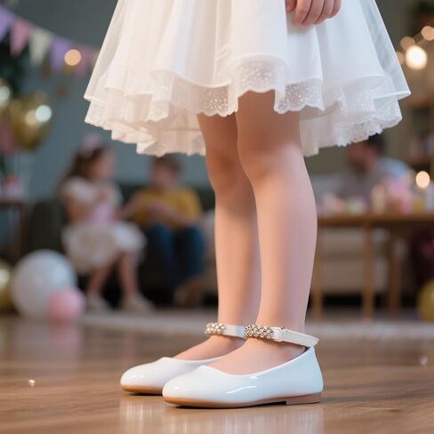 Sparkly Glitter Princess Shoes - Mary Jane Flats for Toddler Girls Fancy Wedding in Kuwait