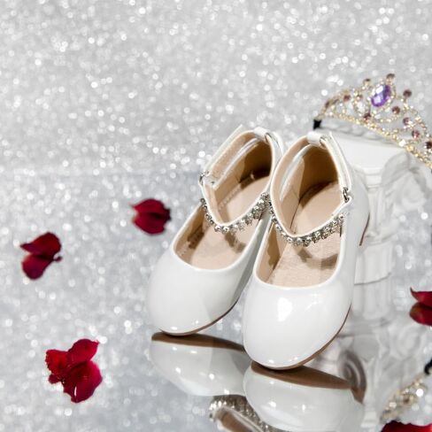Sparkly Glitter Princess Shoes - Mary Jane Flats for Toddler Girls Fancy Wedding in Kuwait
