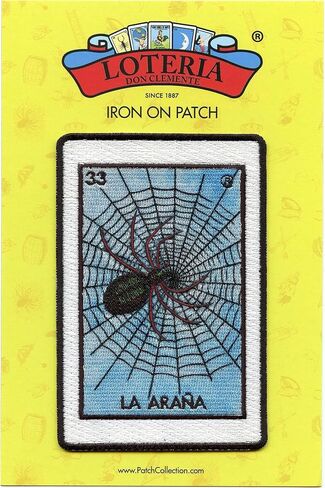 La Arana 33 Patch Spider Mexican Loteria Card Sublimated Embroidery Iron On in Saudi Arabia