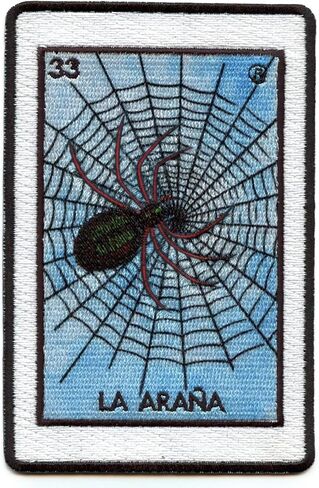 La Arana 33 Patch Spider Mexican Loteria Card Sublimated Embroidery Iron On in Saudi Arabia
