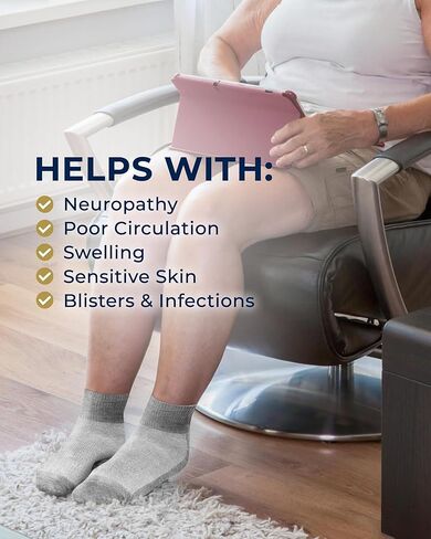 Pembrook 6 Pairs Diabetic Ankle Socks for Men & Women with Grips - 12 Colors Neuropathy Socks for Men | Non Slip | Edema in Kuwait