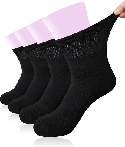 Women's Diabetic Ankle Socks Super Wide for Swollen Bariatric Feet, Neuropathy Non Binding Sock 4 Pairs in Saudi Arabia