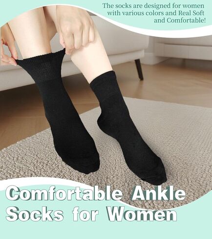 Women's Diabetic Ankle Socks Super Wide for Swollen Bariatric Feet, Neuropathy Non Binding Sock 4 Pairs in Saudi Arabia