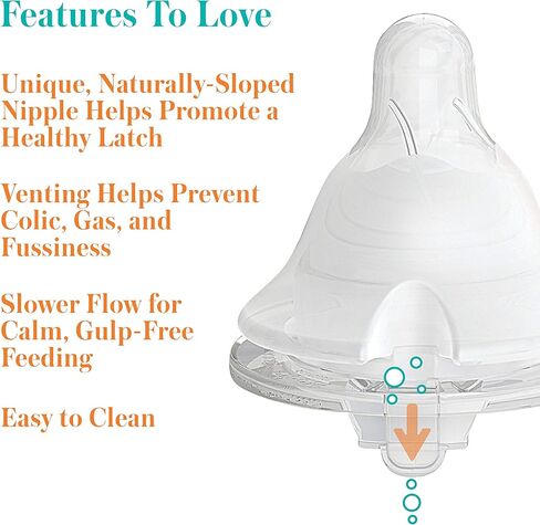 Evenflo Feeding Balance Plus Wide Neck Nipples for The Balance Plus Wide Neck Baby Bottles - Helps Reduce Colic - Fast Flow/X-Cut, 8 Months and Up (Pack of 2) in Saudi Arabia
