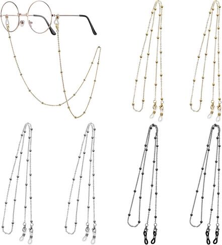 6pcs نظارات حزام سلاسل النظارات المزينة بالنساء نظارات نظارات التجنيب سلسلة العيون حاملي الزجاج قلادات سلسلة أحواض الشمسية حزام حول الرقبة للنساء الأنيقة ملونة in Saudi Arabia