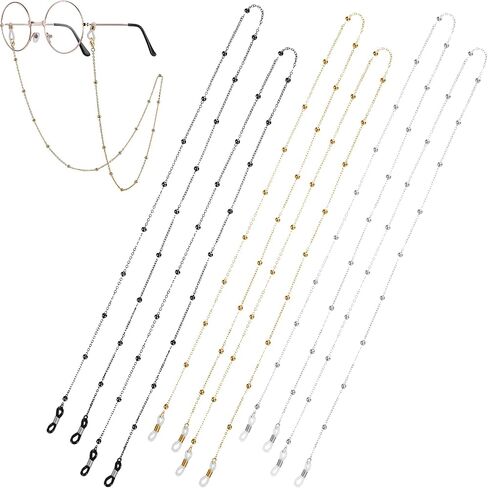 6pcs نظارات حزام سلاسل النظارات المزينة بالنساء نظارات نظارات التجنيب سلسلة العيون حاملي الزجاج قلادات سلسلة أحواض الشمسية حزام حول الرقبة للنساء الأنيقة ملونة in Saudi Arabia