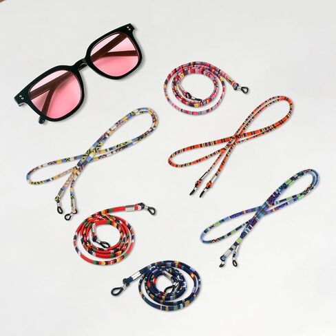 6 Pcs Colorful Glasses String for Women and Men, National Eyeglass Chain Accessories, Sunglasses Lanyard for Daily Decoration in Saudi Arabia