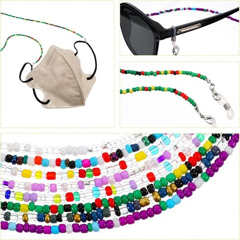 8 PCS Beaded Eyeglass Chains for Women, Colorful Acrylic & Wire Glasses Necklace Holder with Anti-Slip Silicone Tips Face Mask Chains Around Neck Acrylic Eye Glasses Hanger Keeper Clamp Necklace Strap in Saudi Arabia