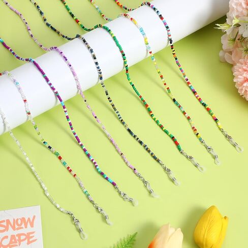 8 PCS Beaded Eyeglass Chains for Women, Colorful Acrylic & Wire Glasses Necklace Holder with Anti-Slip Silicone Tips Face Mask Chains Around Neck Acrylic Eye Glasses Hanger Keeper Clamp Necklace Strap in Saudi Arabia
